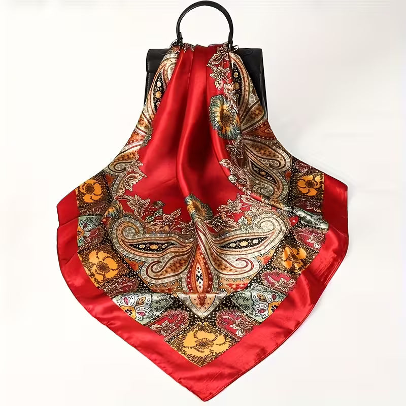 Una bufanda grande roja de cachemir bohemio