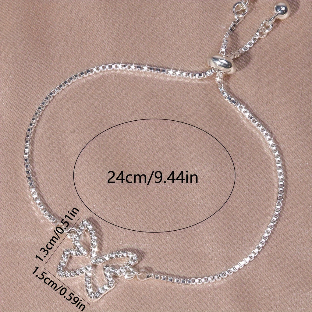 Pulsera de tenis mariposa brillante – Diseño hueco con diamantes de imitación