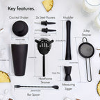 Juego de coctelera parisina negra – Bartender profesional