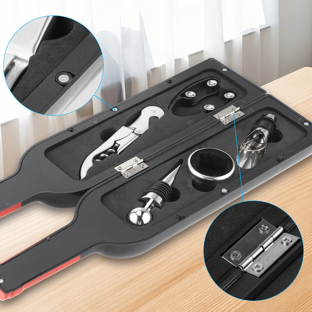 Juego de abrebotellas de acero inoxidable - Kit de herramientas para botellas de vino tinto para botellas grandes