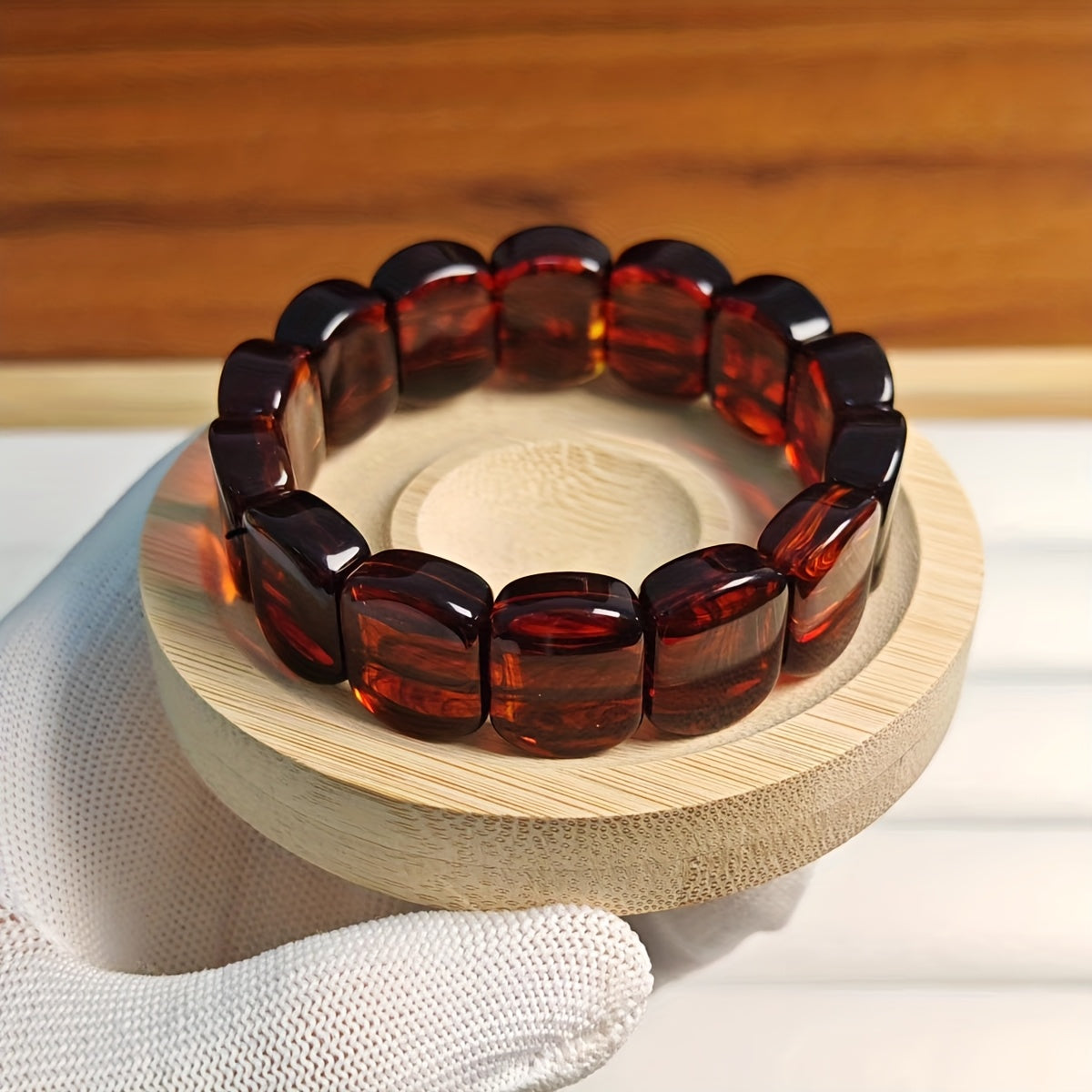 Natural Red Amber Beaded Bracelet – Bohemian Style