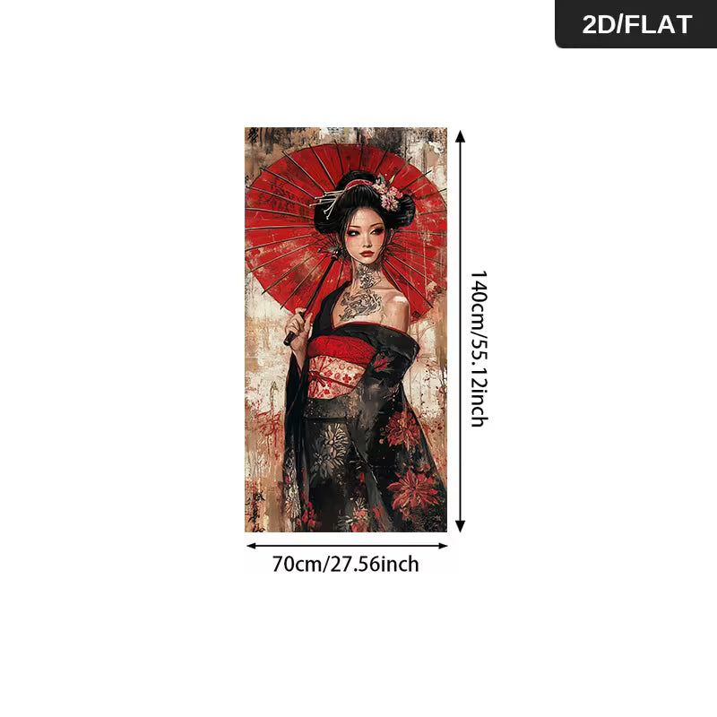 Modern Abstract Geisha with Red Umbrella