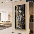 Modern Abstract Canvas Art Featuring a 2D Flat Design of Lady Justice Holding Scales