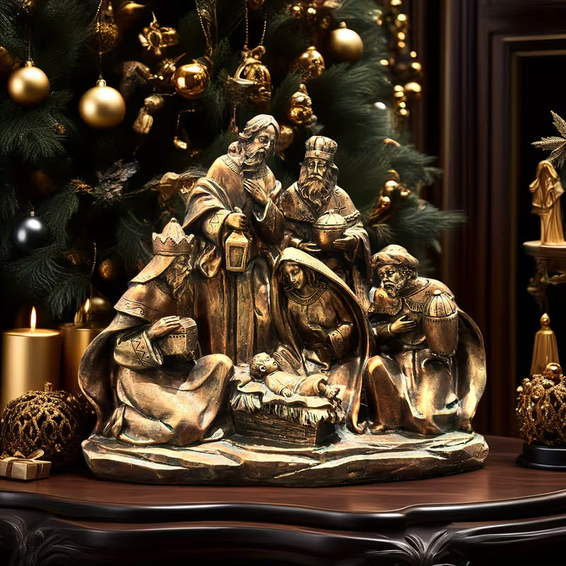Centro de mesa para Nochebuena/Expositor de iglesia/Decoración clásica de hogar europeo/Regalo navideño cristiano/Obra de arte religiosa de coleccionista