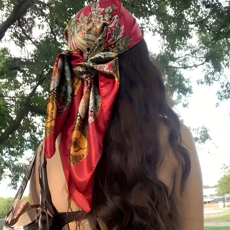 A Large Red Bohemian Paisley Scarf