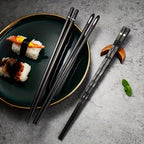 5 Pairs Reusable Food-Grade Chopsticks – Durable Black Plastic