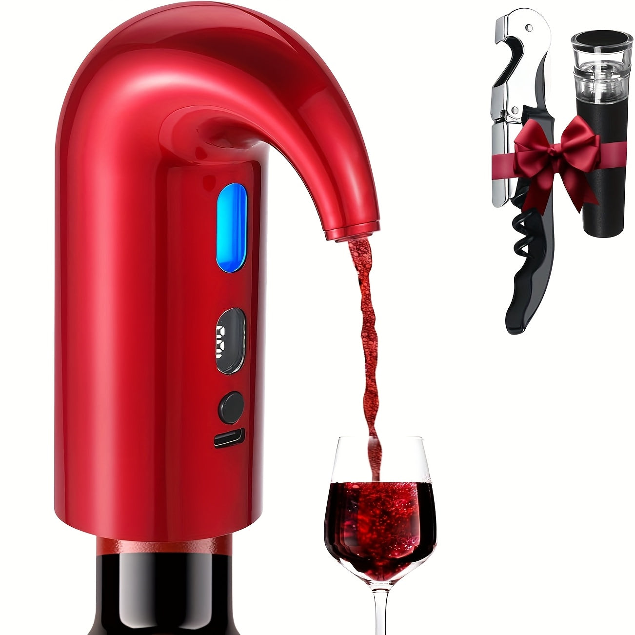 Conjunto Mini Aerador, Decantador e Dispensador Elétrico de Vinho