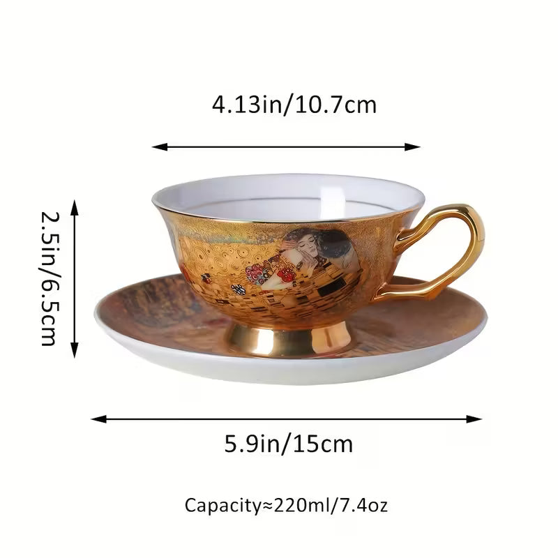 Juego de taza de café y platillo de porcelana fina
