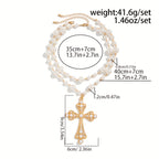 Retro Pearl Necklace  Cross Pendant