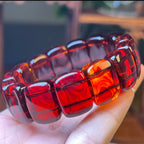 Pulsera de Ámbar Rojo Natural con Cuentas – Estilo Bohemio