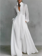 Elegante vestido camisero francés