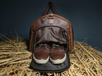 Leather Duffel Bag with shoe Compartment men Weekender overnight Bag - World Gifts