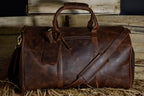Leather Duffel Bag with shoe Compartment men Weekender overnight Bag - World Gifts