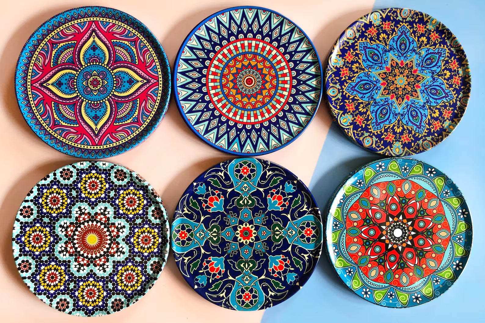 Mediterranean Coasters | Set of 6 Drink Coasters | Home Decor - World Gifts