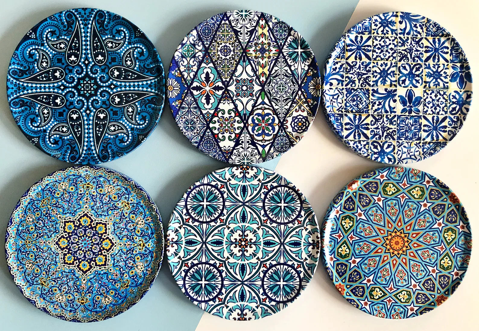 Mediterranean Coasters | Set of 6 Drink Coasters | Home Decor - World Gifts