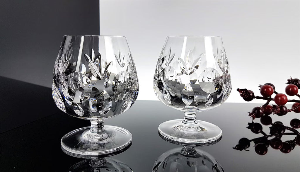 2 Noble mid century crystal cognac / brandy glasses noble rockabilly lead crystal vintage