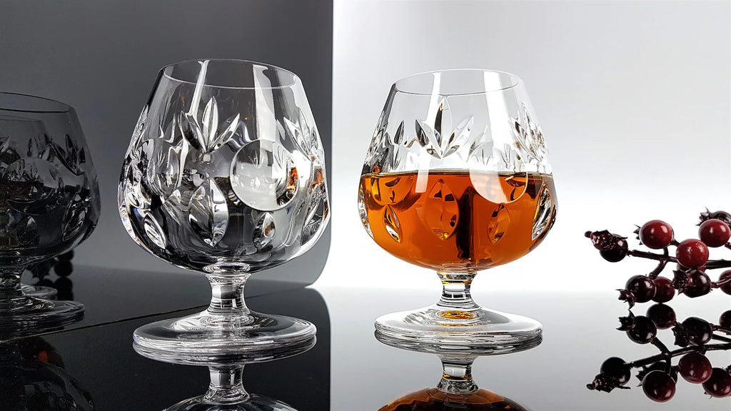 2 Noble mid century crystal cognac / brandy glasses noble rockabilly lead crystal vintage