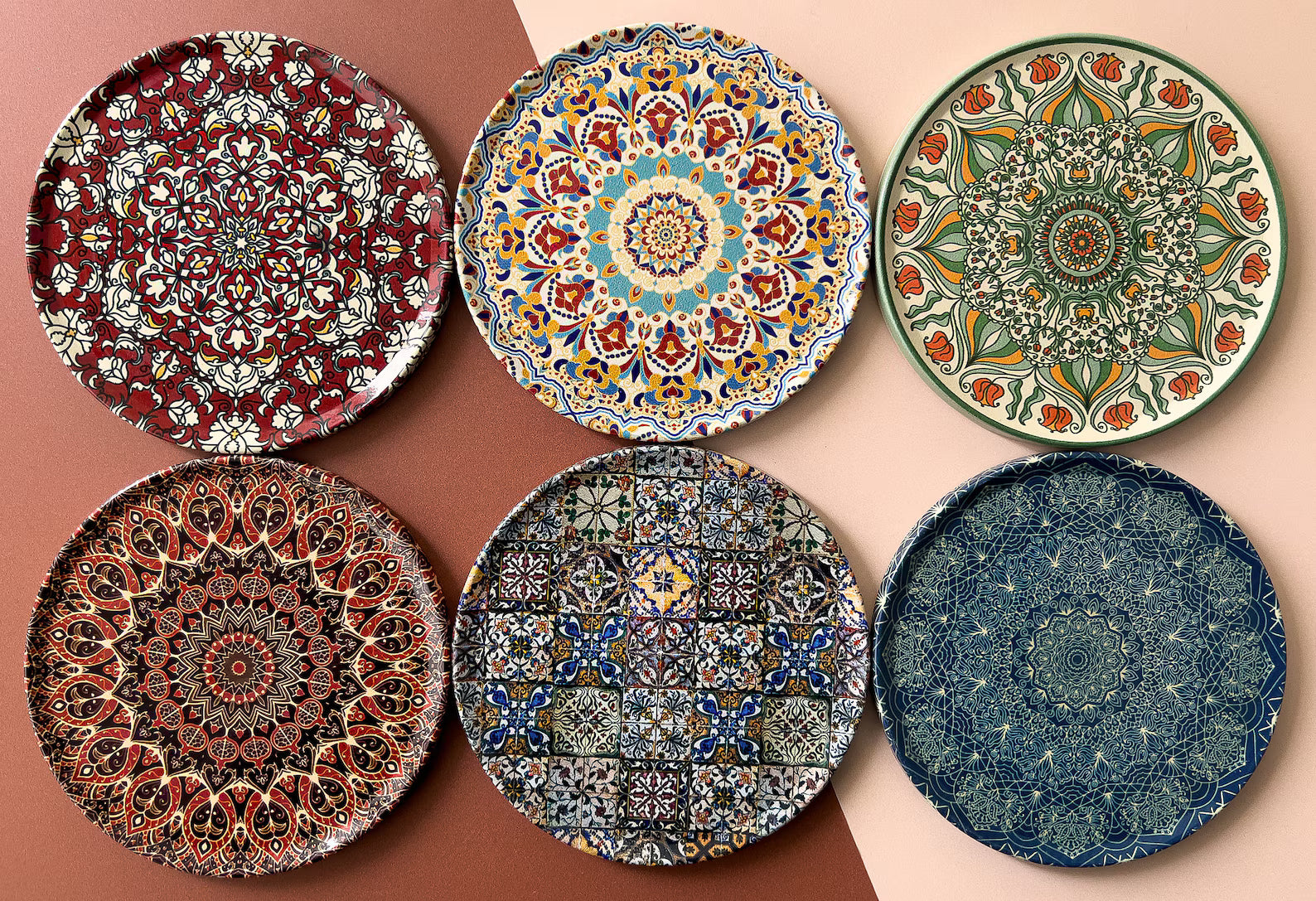 Mediterranean Coasters | Set of 6 Drink Coasters | Home Decor - World Gifts