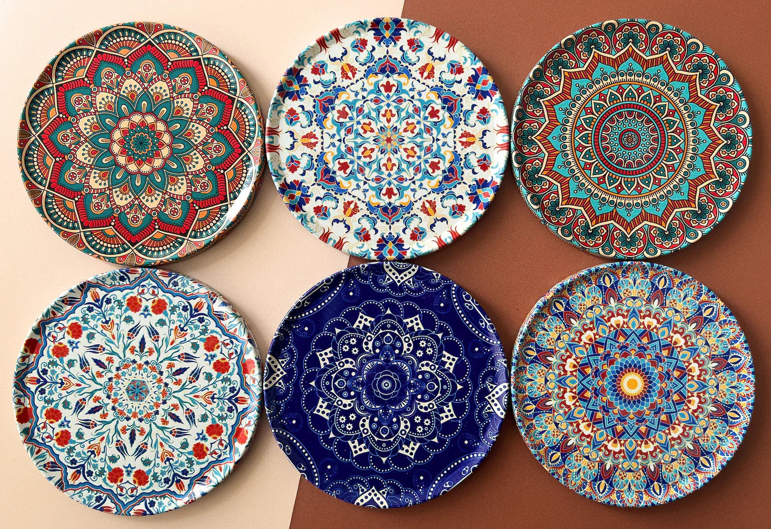 Mediterranean Coasters | Set of 6 Drink Coasters | Home Decor - World Gifts