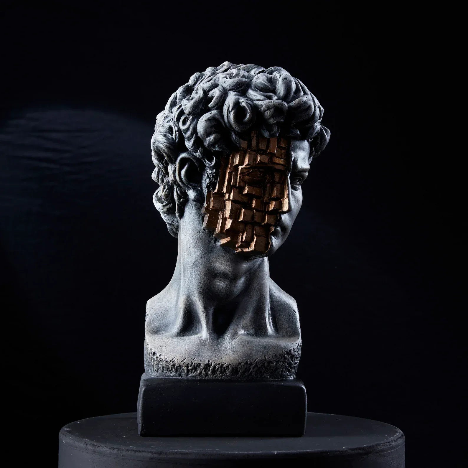 Michelangelo's David Bust Statue: Pop Art Mosaic Sculpture, Home Office Bookshelf & Sofa Table Decor - World Gifts