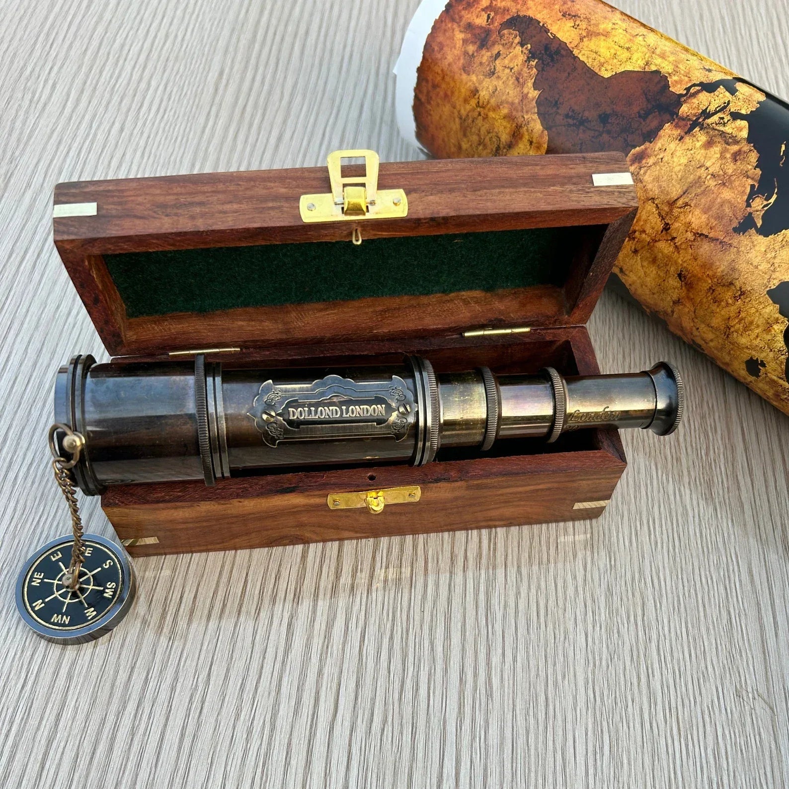 Brass Telescope, Engraved Spyglass, Pirate Telescope, Fathers Day Gift, Gift For Husband, Son Gift, steampunk Gift - World Gifts