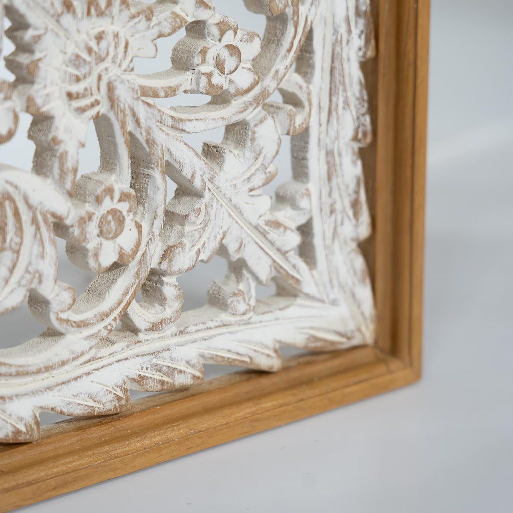 Hand-carved wooden mandala panel - World Gifts