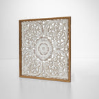 Hand-carved wooden mandala panel - World Gifts