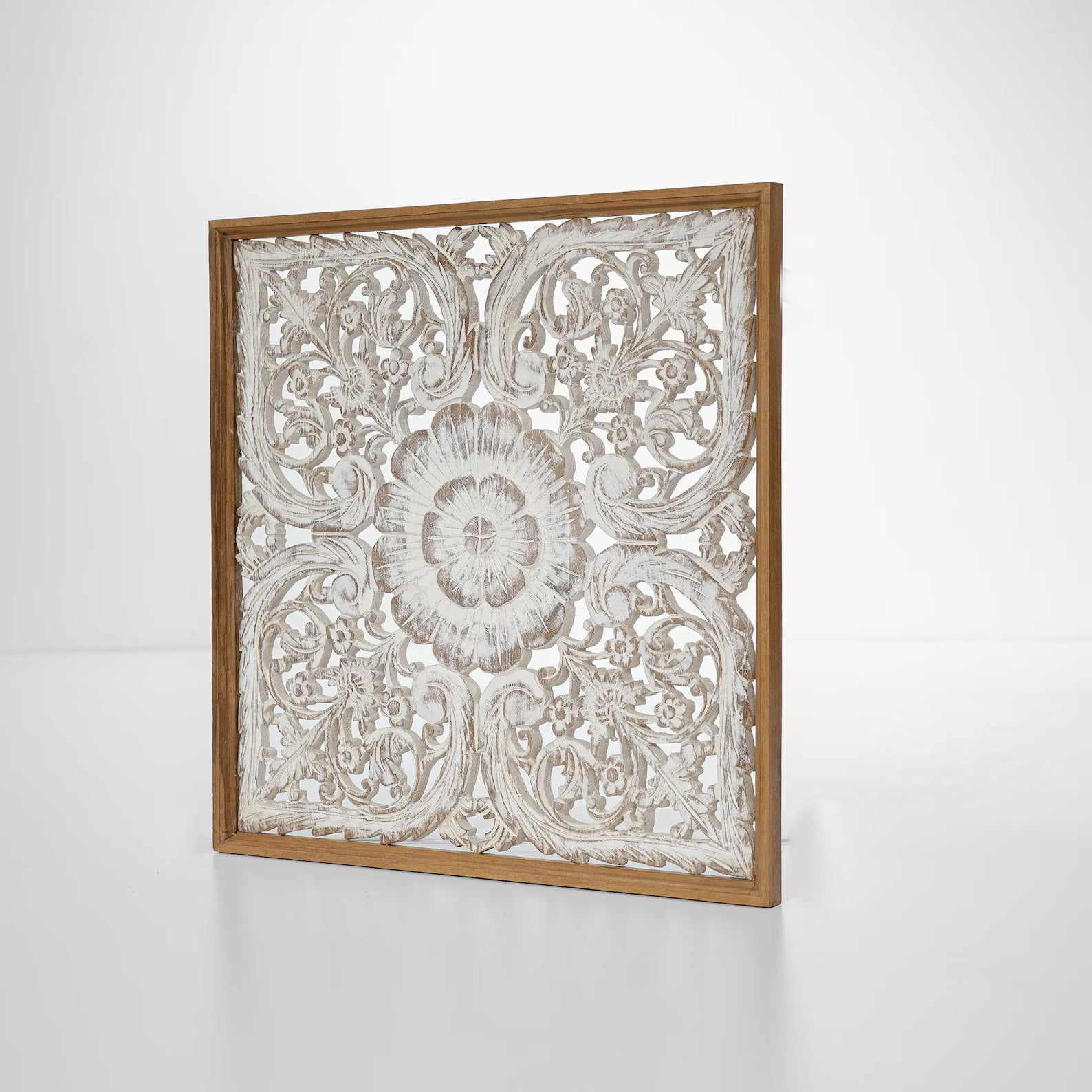 Hand-carved wooden mandala panel - World Gifts