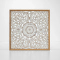 Hand-carved wooden mandala panel - World Gifts