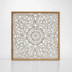 Hand-carved wooden mandala panel - World Gifts