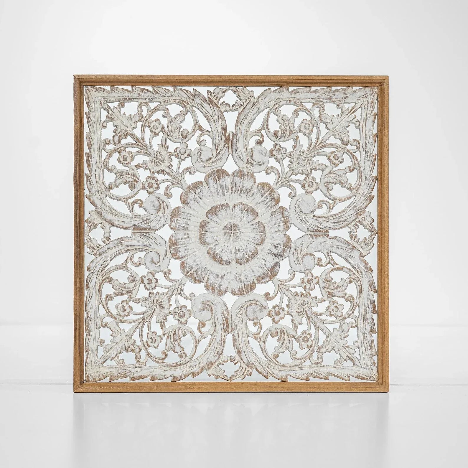 Hand-carved wooden mandala panel - World Gifts