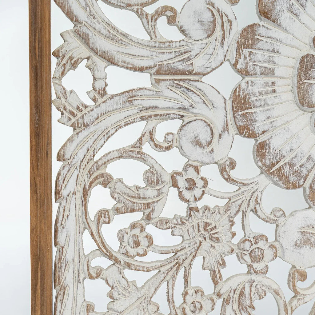 Hand-carved wooden mandala panel - World Gifts