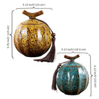Japanese Crackle Glaze Ceramic Jar – Handmade Japanese Tea Canister with Branch Lid & Tassel | Storage Container Keepsake Decor Accent Gift - World Gifts