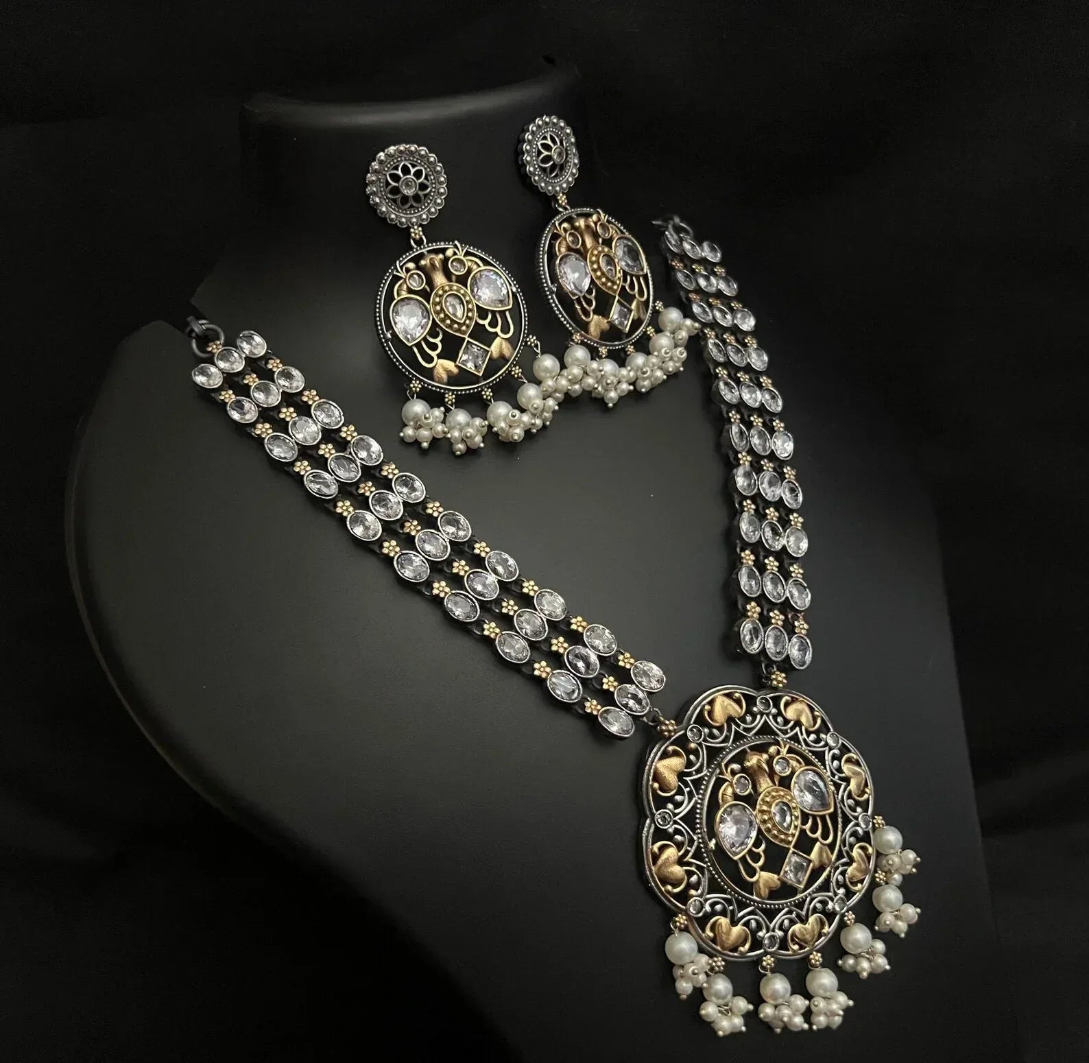 Indian Silver Necklace with Natural Stones - World Gifts