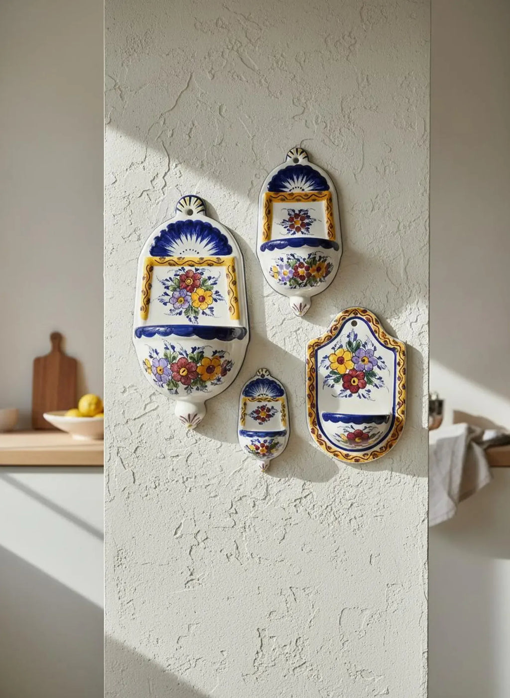 Hand-painted Portuguese earthenware wall salt shaker. - World Gifts