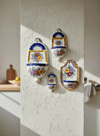 Hand-painted Portuguese earthenware wall salt shaker. - World Gifts