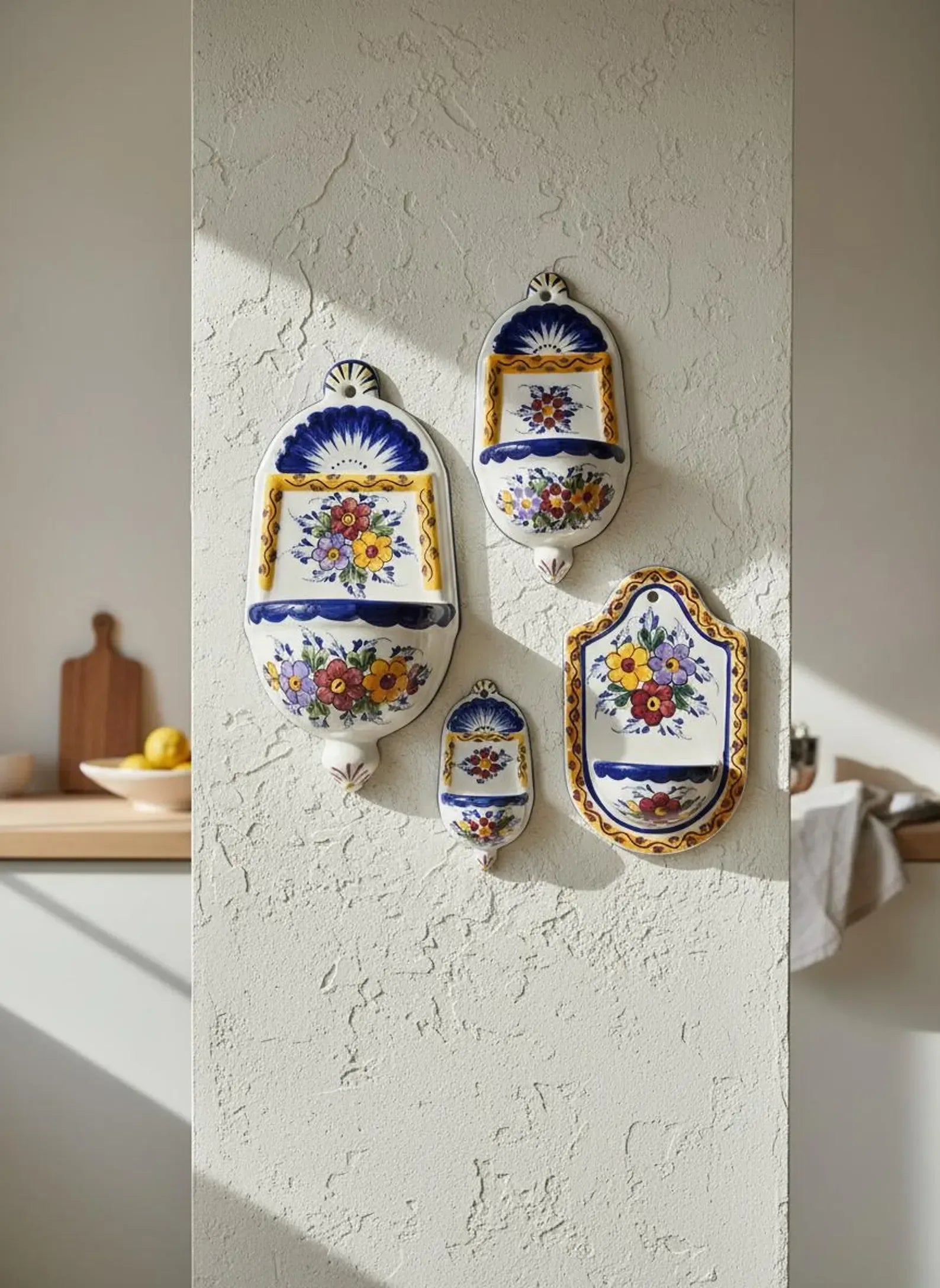Hand-painted Portuguese earthenware wall salt shaker. - World Gifts