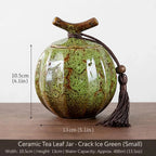 Japanese Crackle Glaze Ceramic Jar – Handmade Japanese Tea Canister with Branch Lid & Tassel | Storage Container Keepsake Decor Accent Gift - World Gifts
