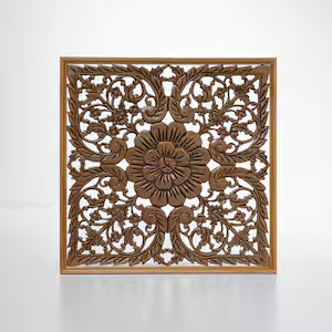 Hand-carved wooden mandala panel - World Gifts