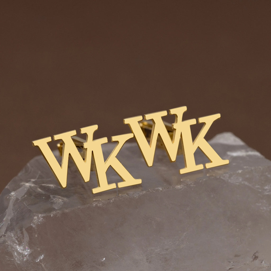 Personalized Sterling Silver Initial Cufflinks for Groom Wedding Gift - World Gifts