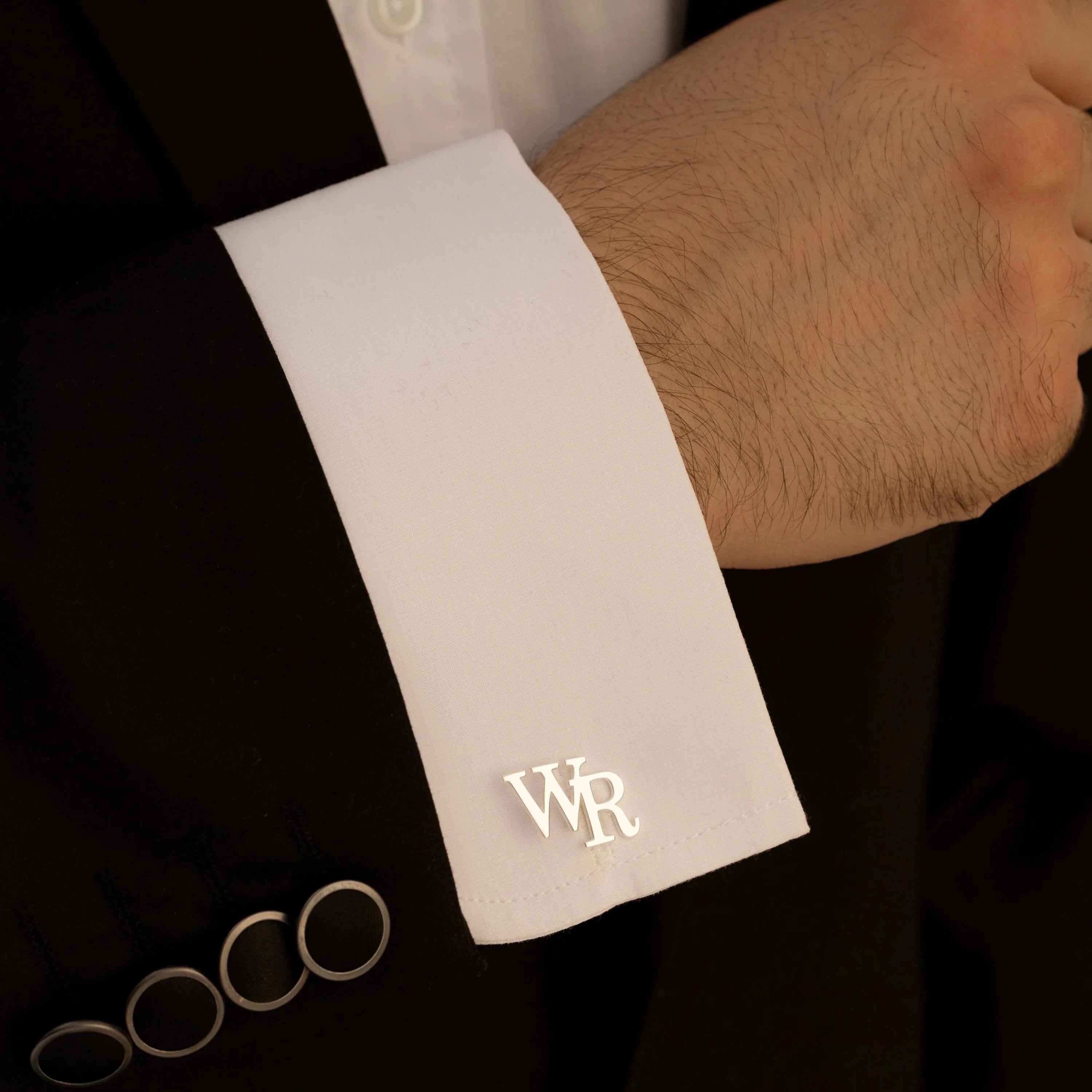 Personalized Sterling Silver Initial Cufflinks for Groom Wedding Gift - World Gifts