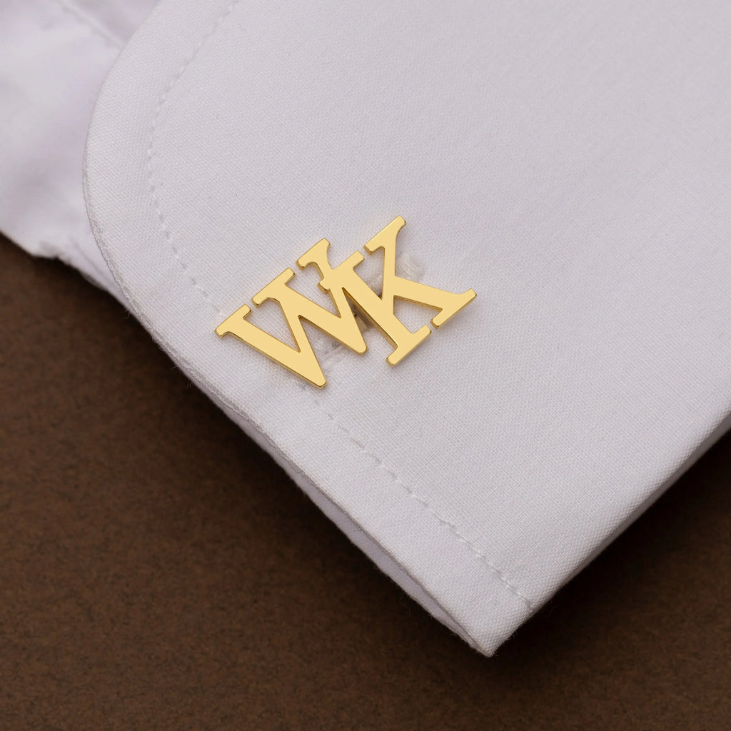 Personalized Sterling Silver Initial Cufflinks for Groom Wedding Gift - World Gifts