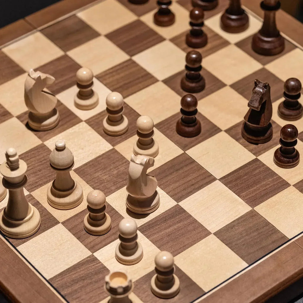 Handcrafted Walnut Maple Wooden Chess Set With Storage Box - World Gifts