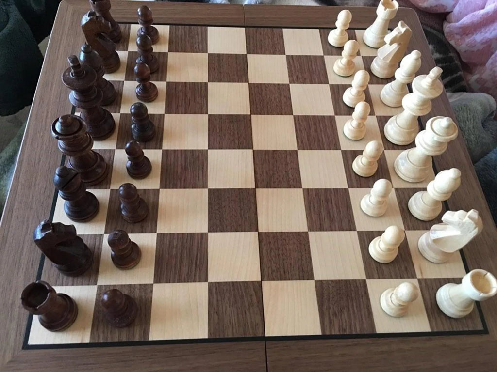 Handcrafted Walnut Maple Wooden Chess Set With Storage Box - World Gifts