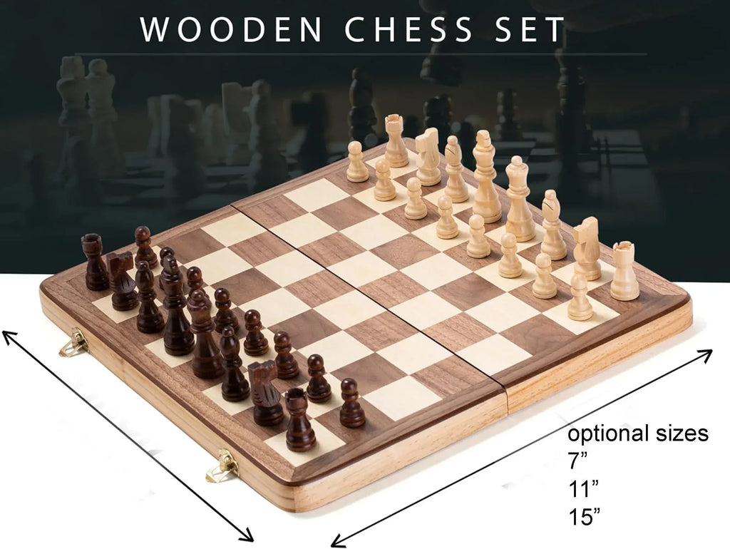 Handcrafted Walnut Maple Wooden Chess Set With Storage Box - World Gifts