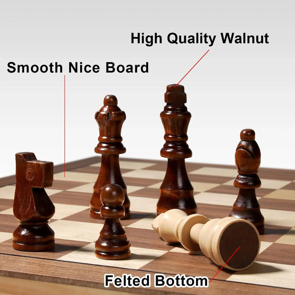 Handcrafted Walnut Maple Wooden Chess Set With Storage Box - World Gifts