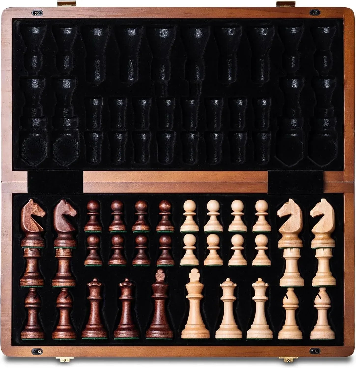 Handcrafted Walnut Maple Wooden Chess Set With Storage Box - World Gifts