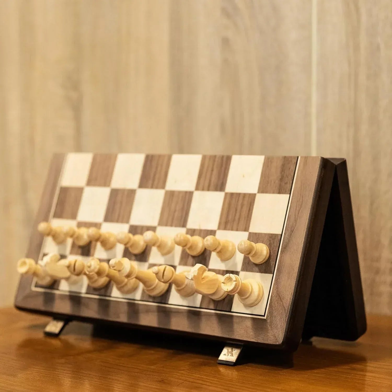 Handcrafted Walnut Maple Wooden Chess Set With Storage Box - World Gifts