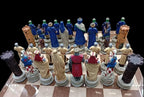 X Large Crusaders Chess Set – Hand-Painted Knights & Handmade Walnut Wooden Board 16.5” Luxury Gift - World Gifts