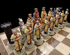 X Large Crusaders Chess Set – Hand-Painted Knights & Handmade Walnut Wooden Board 16.5” Luxury Gift - World Gifts